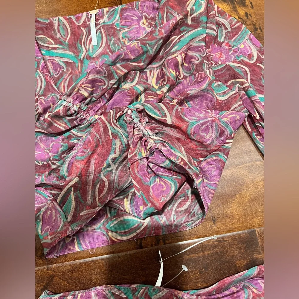 Free People Pink & Teal Paisley Long Skirt Set - Picture 9 of 10